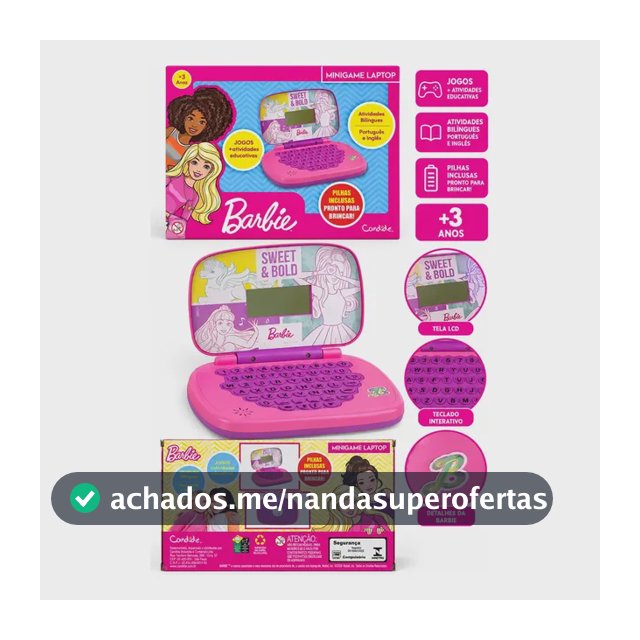 Minigame Laptop Barbie Educativo Bilíngue Candide Rosa