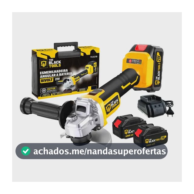 Esmerilhadeira Lixadeira Angular Sem Fio Com 2 Baterias 4000mah 4.1/2 125mm The Black Tools
