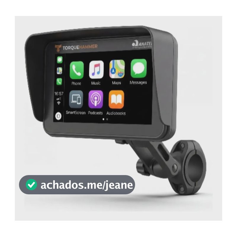 Multimidia Para Motos Espelhamento Carplay Android Auto Bt Preto