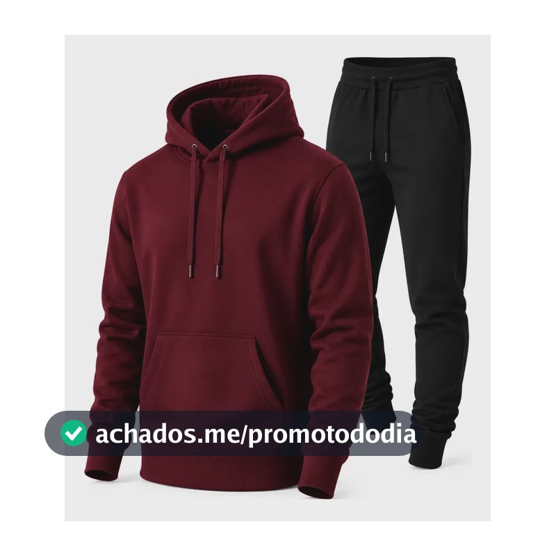 Conjunto Calça E Blusa De Moletom Liso Masculino Unissex M Bordo | Preto