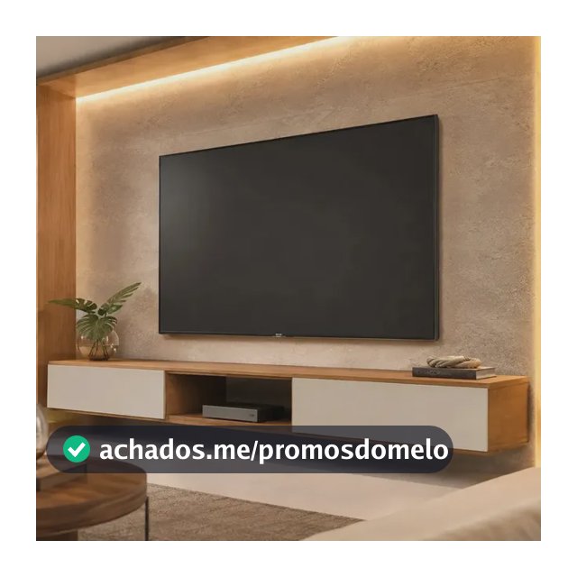 Rack Suspenso Para Tv Ate 72 Polegadas Nicho 1.8 Design Moderno Sala 2 Gavetas Cor Camaru-off White
