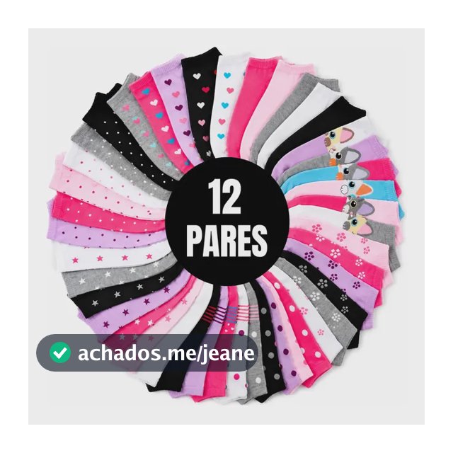 Kit 12 Pares Meia Soquete Cano Curto Feminino Atacado Cores