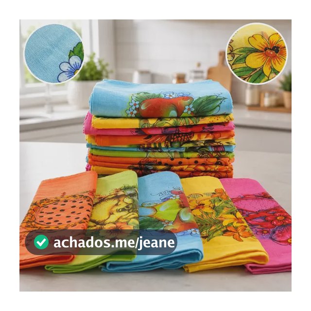 Pano Prato Atacado Estampado Colorido Premium Kit 10 Peças