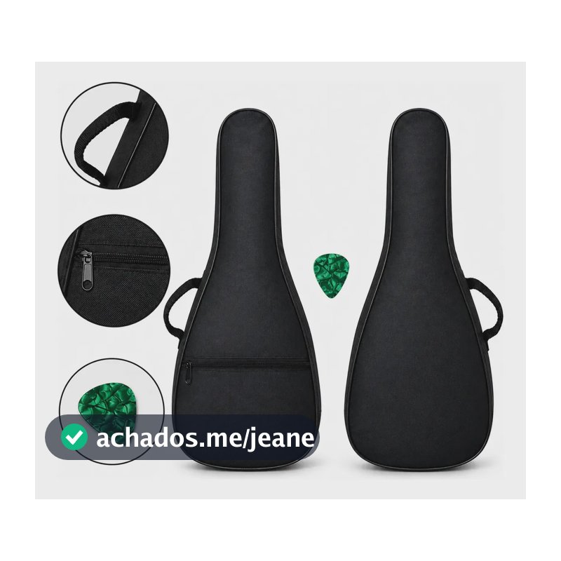 Capa Bag Case Para Cavaco Cavaquinho Nylon Preto + Palheta Preto