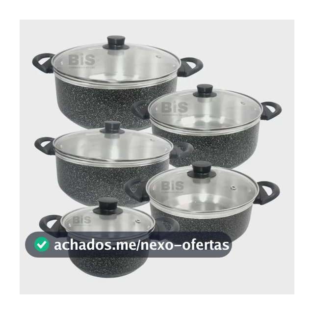Conjunto De Panela 16/24 Tampa De Vidro Kit Caçarola 5 Peças Preto