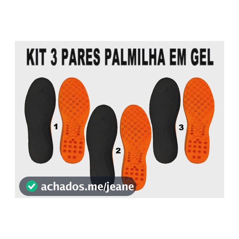 Kit 3 Pares Palmilha De Gel Ortopédica Anatomica Confortável Tamanho Da Palmilha 40