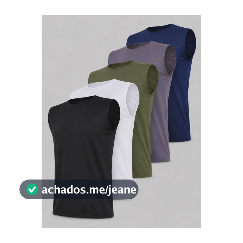 Kit 5 Regata Masculina Dry Fit Cavada Machão Preto/branco/azul/verde/cinza M