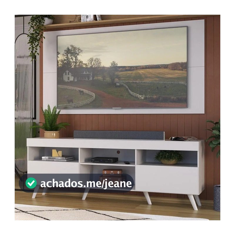 Rack c/ Painel TV até 65" Home Sala Retrô Flórida Multimóveis Branco