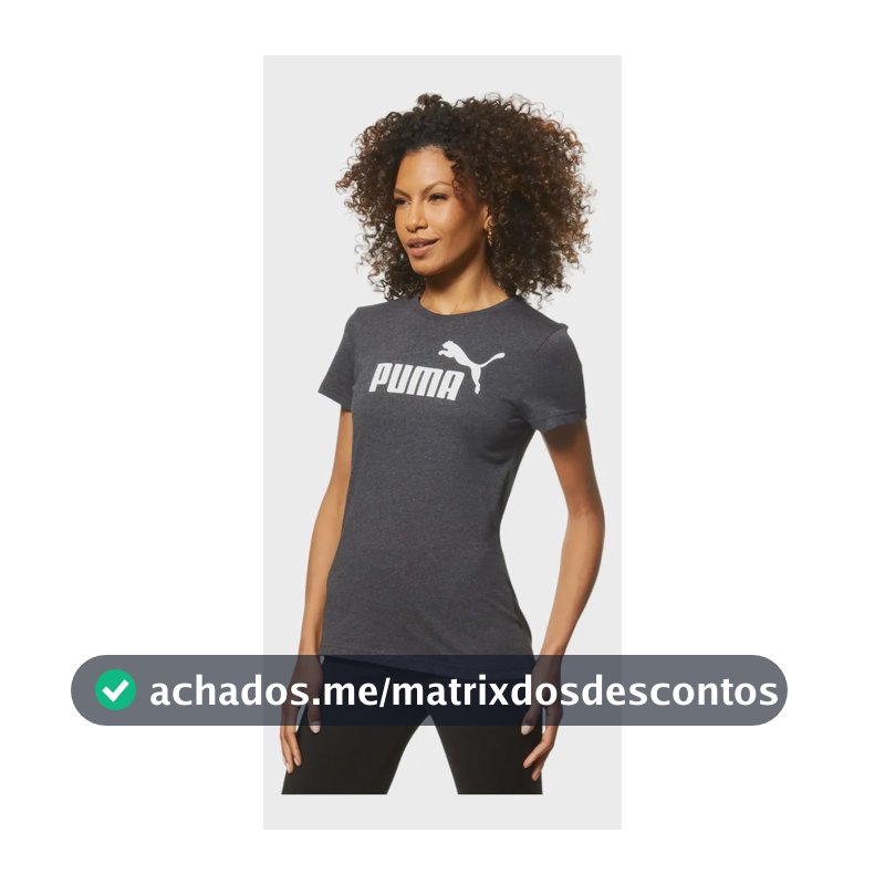 Camiseta Feminina Ess No. 1 Logo Puma Cinza-escuro Geométrico M