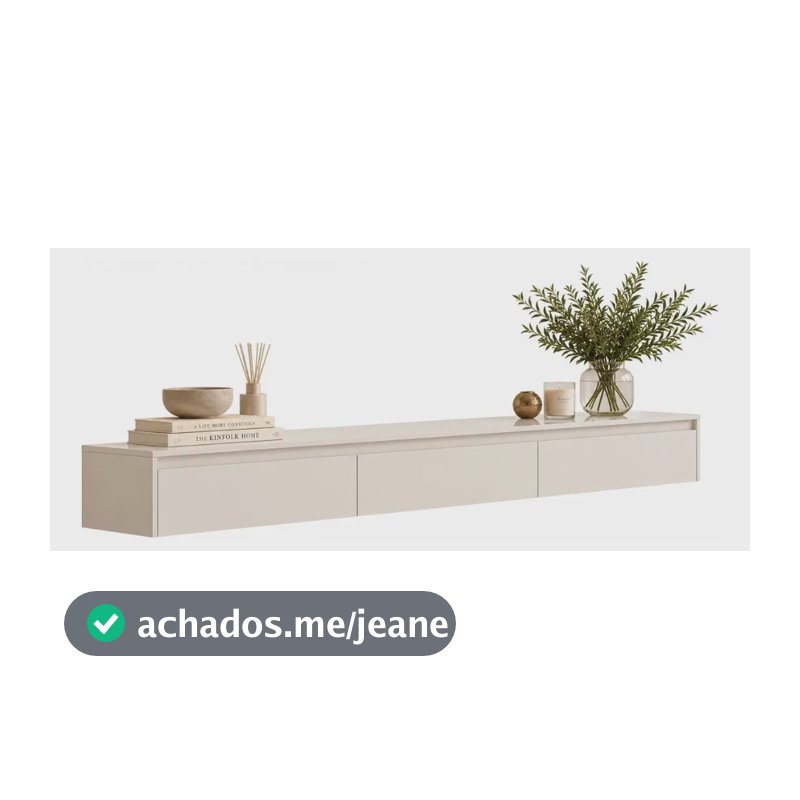 Aparador Suspenso Hall De Entrada 3 Gavetas 180 cm Off White