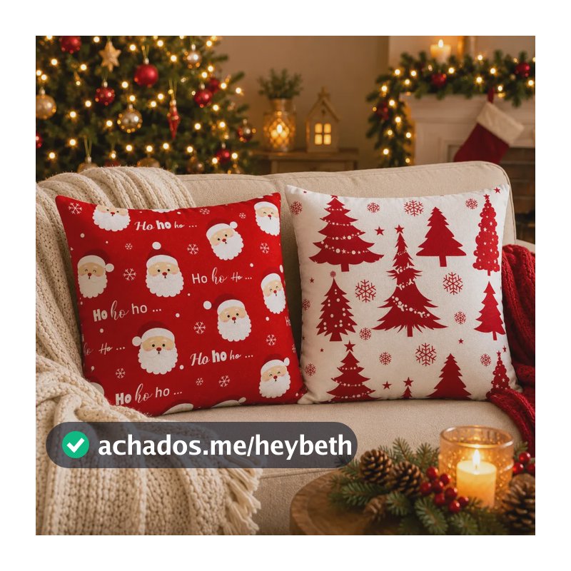 Kit 2 Capas De Almofada Natal 45x45cm Decorativa Fofa Natal Sortidas