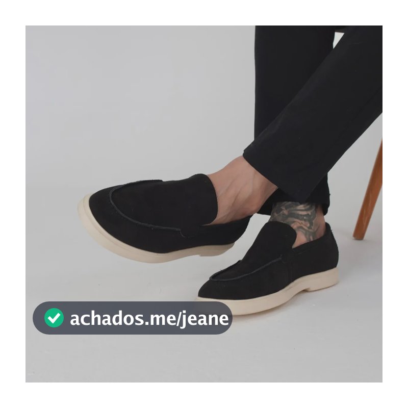 Sapato Social Mocassim Loafer Masculino Leve Couro Camurça Preto 40 Br