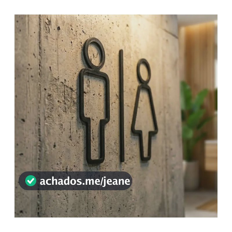 Placa Sinalização Banheiro Sanitário Homem Mulher Unissex Wc Opção 1 - Preto