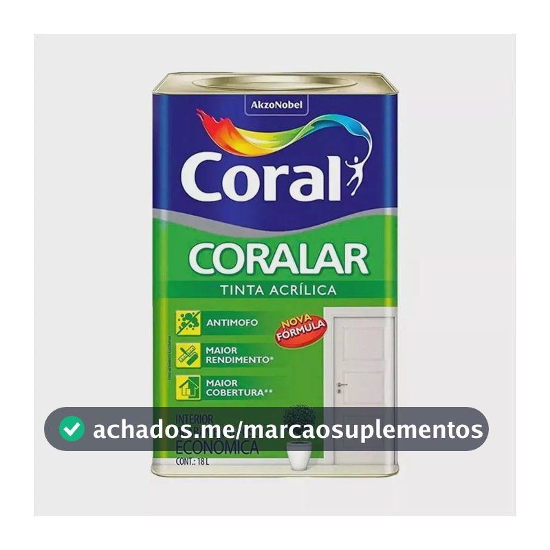 Latex acrílica tinta coral anti mofo branco 18l coralar branco fosco