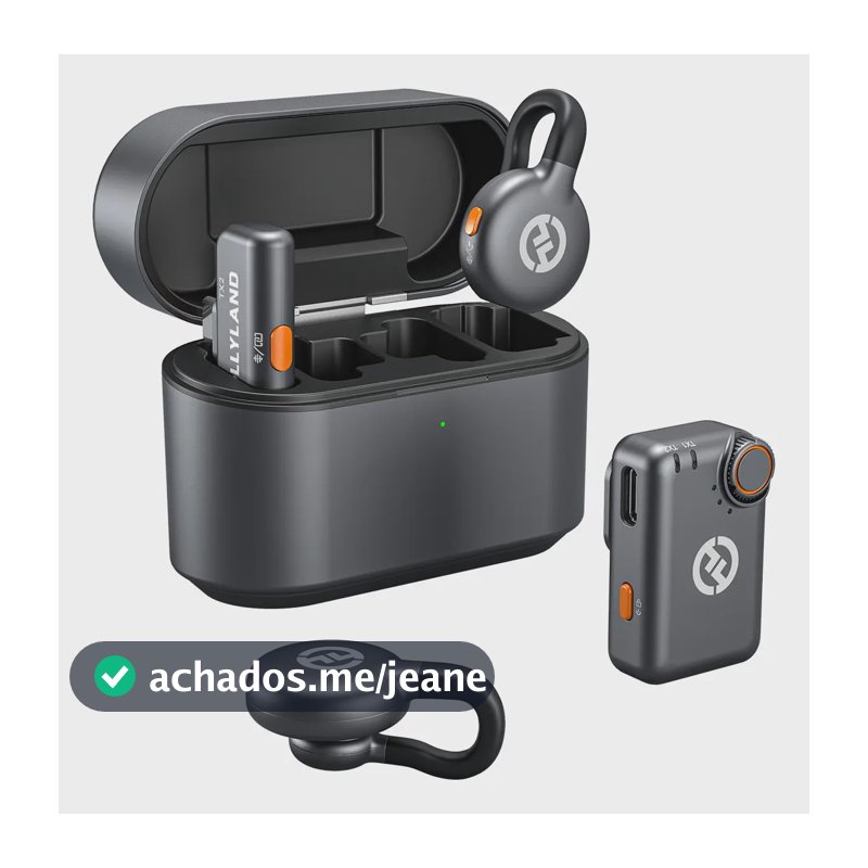 Microfone Hollyland Lark M2s Mini Combo Duo Sem Fio Preto