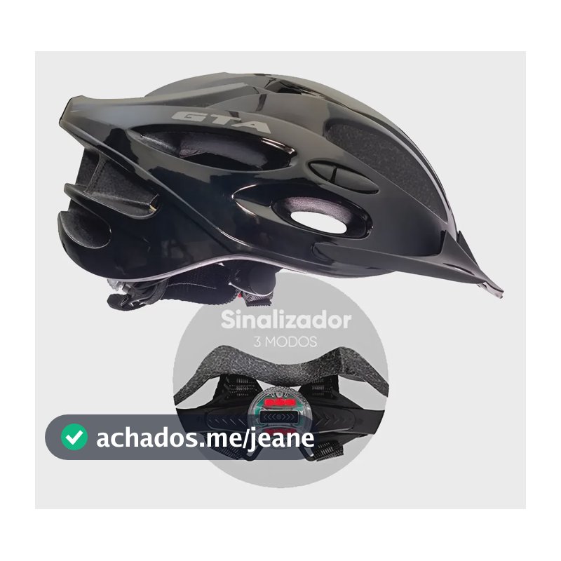 Capacete Gta Start Pisca Led Sinalizador Ciclismo Mtb Bike Preto G (58 À 62cm)