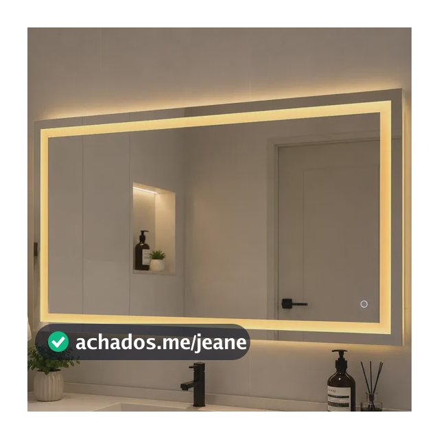 Espelho Led Jateado Touch Banheiro 120x70 Horizontal Premium Quente