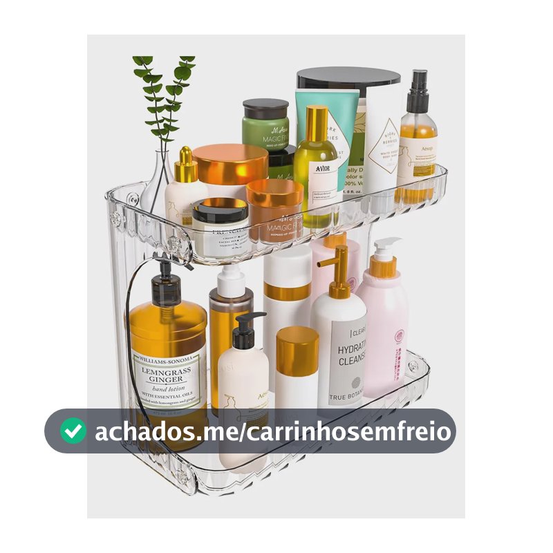 Organizador De Maquiagem 2 Andares Cosméticos Multiuso Transparente