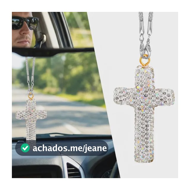 Pingente Suspenso Em Strass Cross Car, Espelho Retrovisor Bl
