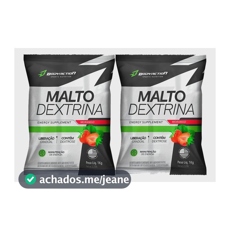 2x Maltodextrina - 1kg - Body Action Sabor Morango Silvestre