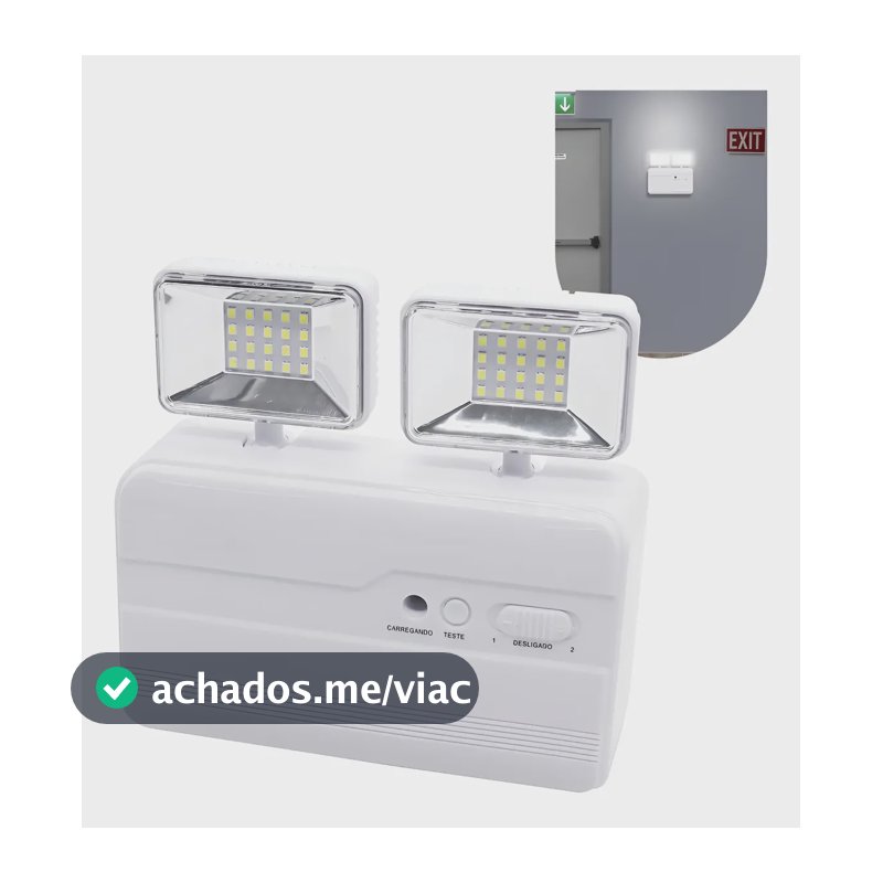 Luminária De Emergência 2 Faróis 40leds Bateria Recarregável Branco-frio 127/220v