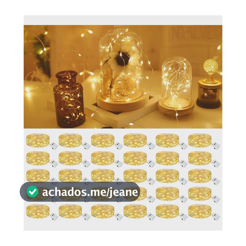 Pack de 30 Fio de Fada 2m com 20 LEDs para Decoração e Festas
