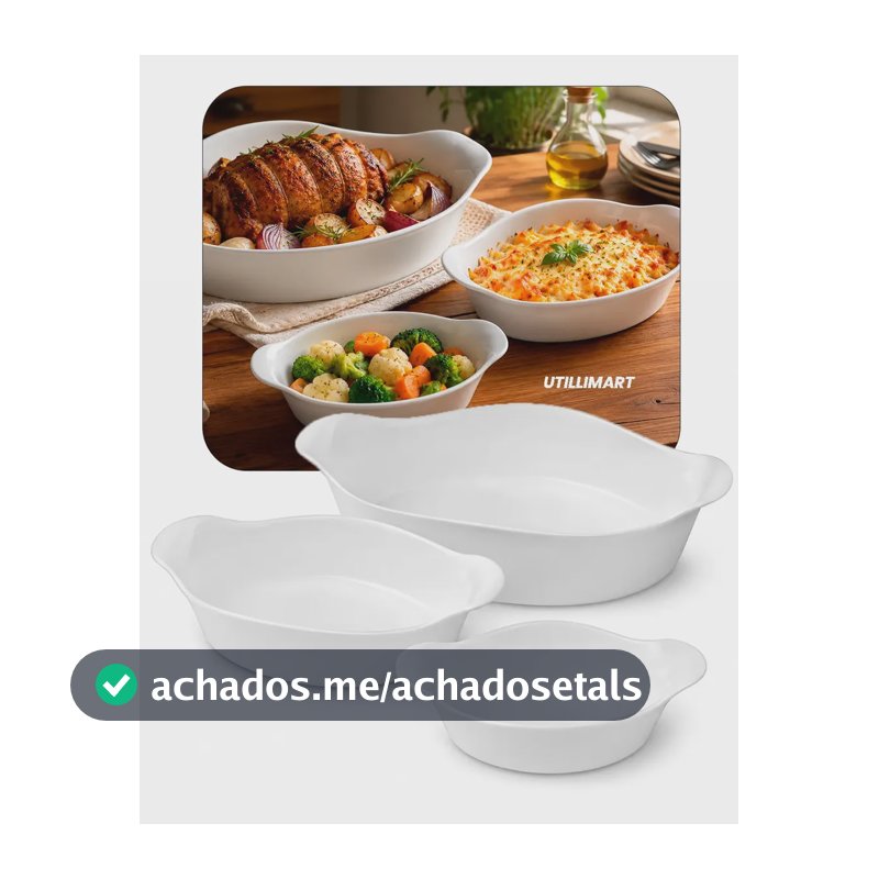 Marinex Conjunto De Assadeiras Oval Opaline Branco Jogo De Travessas 3 Peças Branco Utillimart
