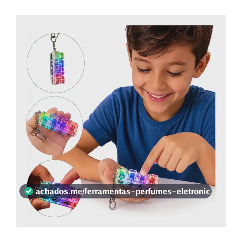 Teclado Clicker Sensorial Led Antiestresse Com Chaveiro Game