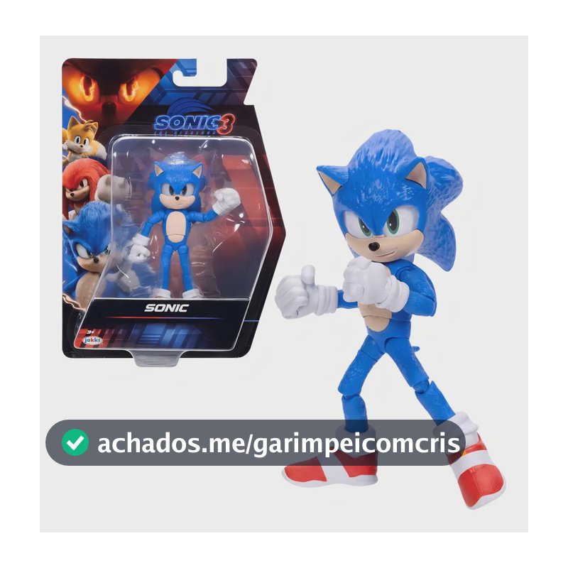 Boneco Articulado Sonic para Coleção de "Sonic 3: o Filme" da Sunny