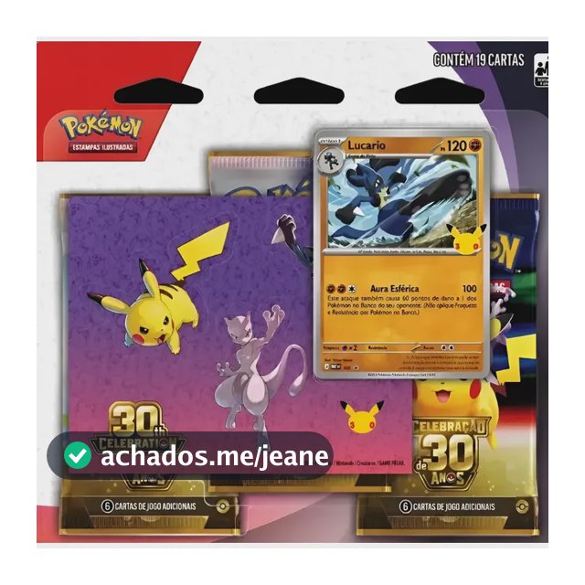 Blister Triplo Com Adesivo - Lucario Pokemon 30 Anos Blister Triplo Celebração 30 Anos Com Adesivo Português