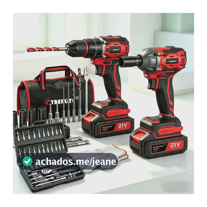 Parafusadeira 21v Impacto 2 Baterias Kit Completo Cyberlite Vermelho 127/220v 50 Hz
