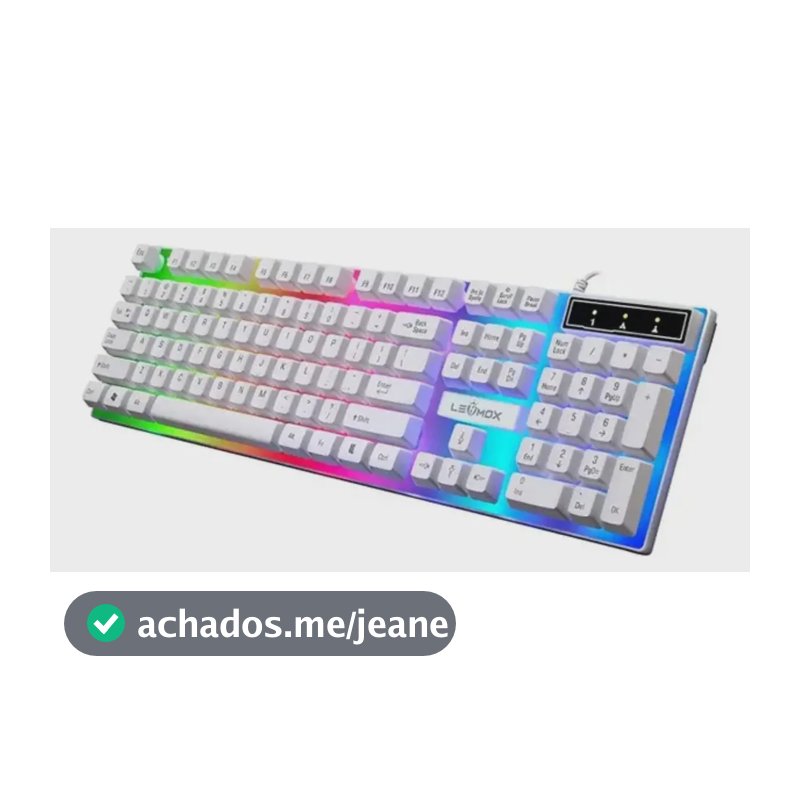 Teclado Computador Gamer Led Rgb Branco Membrana Usb Lehmox Idioma Português Brasil