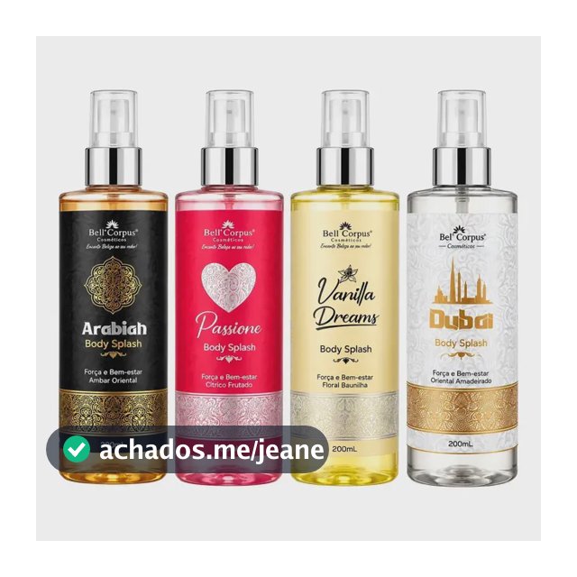 Kit C/4 Body Splash Árabe 200ml Perfume Feminino Importado Marcante Elegante Moderno Fragrância Intensa e Suave