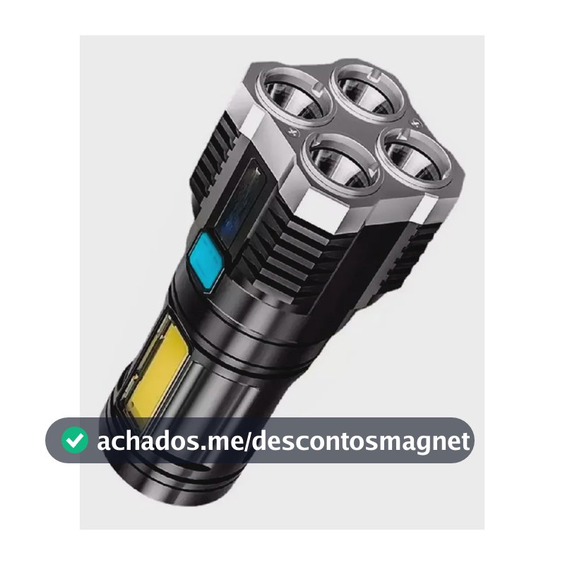 Lanterna Tatica Recarregavel Mais Forte Do Mundo Sitio Led Branco Preto