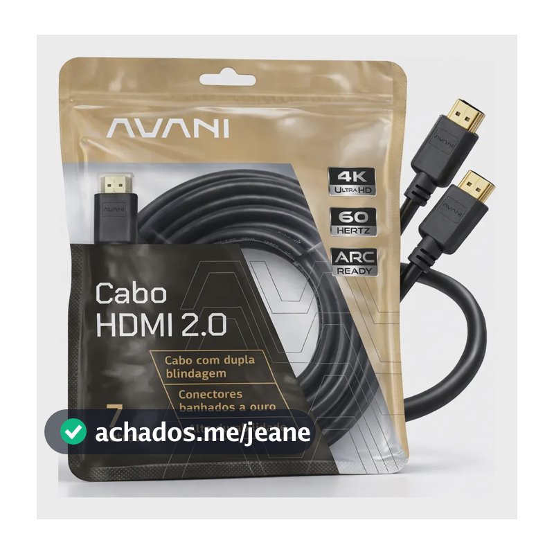 Cabo HDMI 7m Reforçado Dupla Blindagem Alta Durabilidade Versão 2.0 4K Ultra HD ARC CEC Ethernet Conector Banhado a Ouro 7 metros