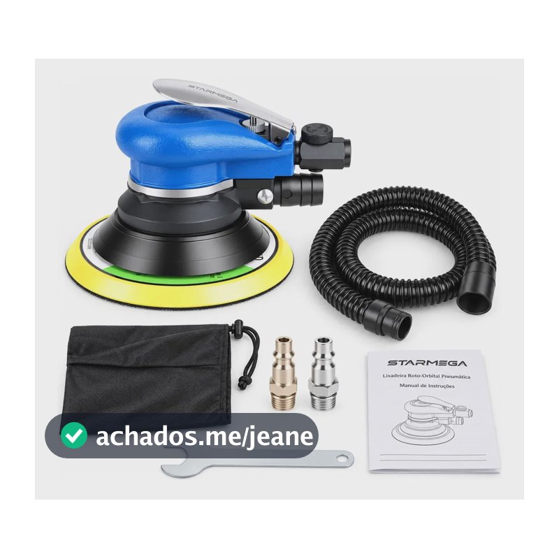 Lixadeira Pneumática Orbital 6 Roquite Hookit Com Aspiração