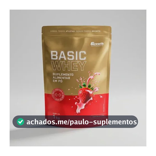 Proteína Growth Supplements Basic Whey Pro em pó sabor Morango x 1kg