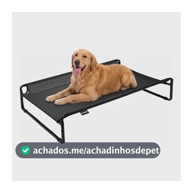 Cama Suspensa Grande Cachorros Looxopet Textilene Preto 110x77x21cm