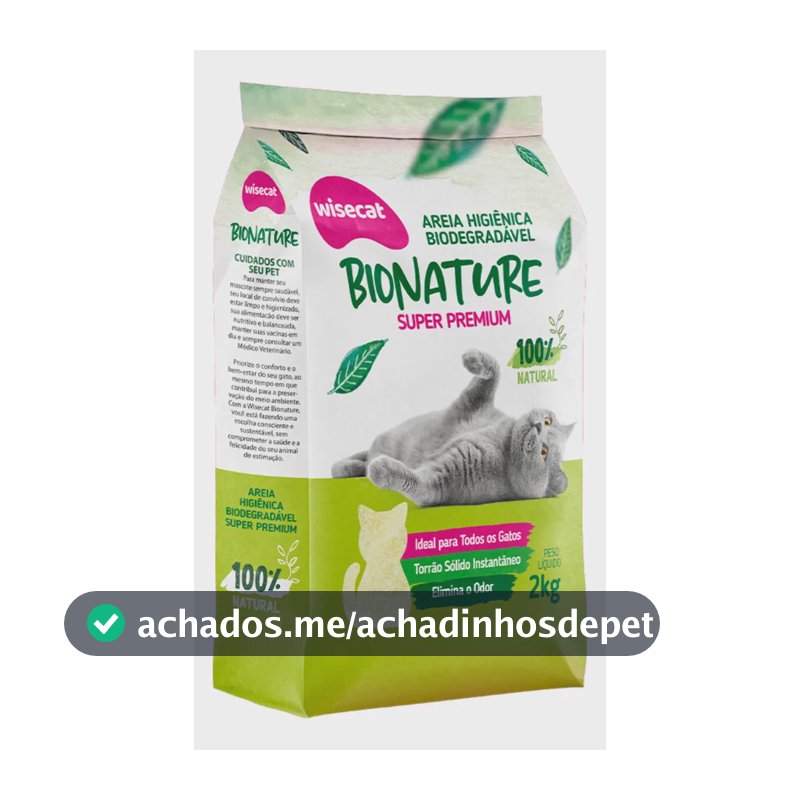 Areia Higiênica Mandioca Gato Biodegradável Bionature 2kg Anti Odor Alta Absorção