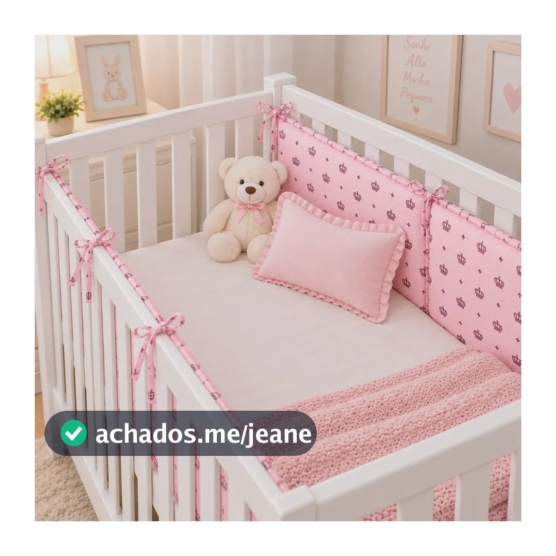 Protetor Acolchoado Para Berço Garanta Noites De Coroa Rosa