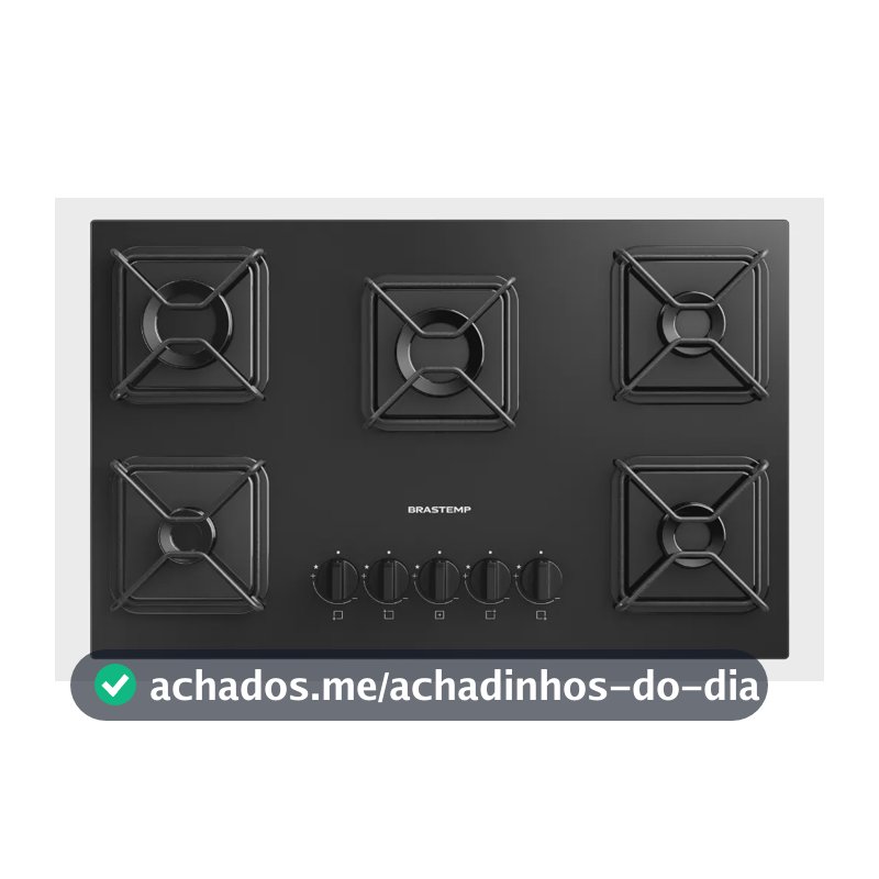 Cooktop 5 Bocas a Gás Brastemp com Grades de Ferro Aramado e Chama Simmer - BDD75BE
