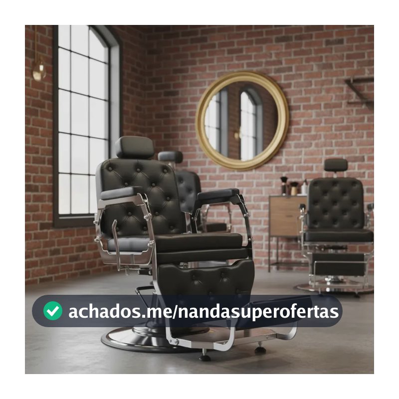 Poltrona Cadeira Para Salão Barbeiro Barber King Croma Capit Cor Preto Forma Da Base Redonda Tipo De Encosto Reclinável