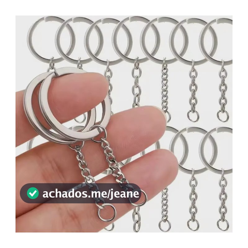 Chaveiro Argolas Italiana 25 Mm Com Corrente + Elo Brinde