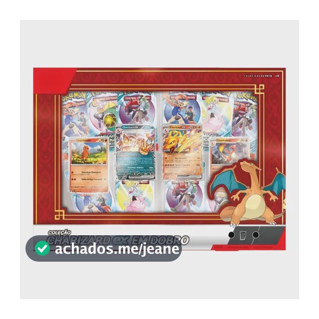 Conjunto De Cartas Pokémon Copag Double Charizard Com 64 Cartas Colecionáveis Charizard Em Dobro Português