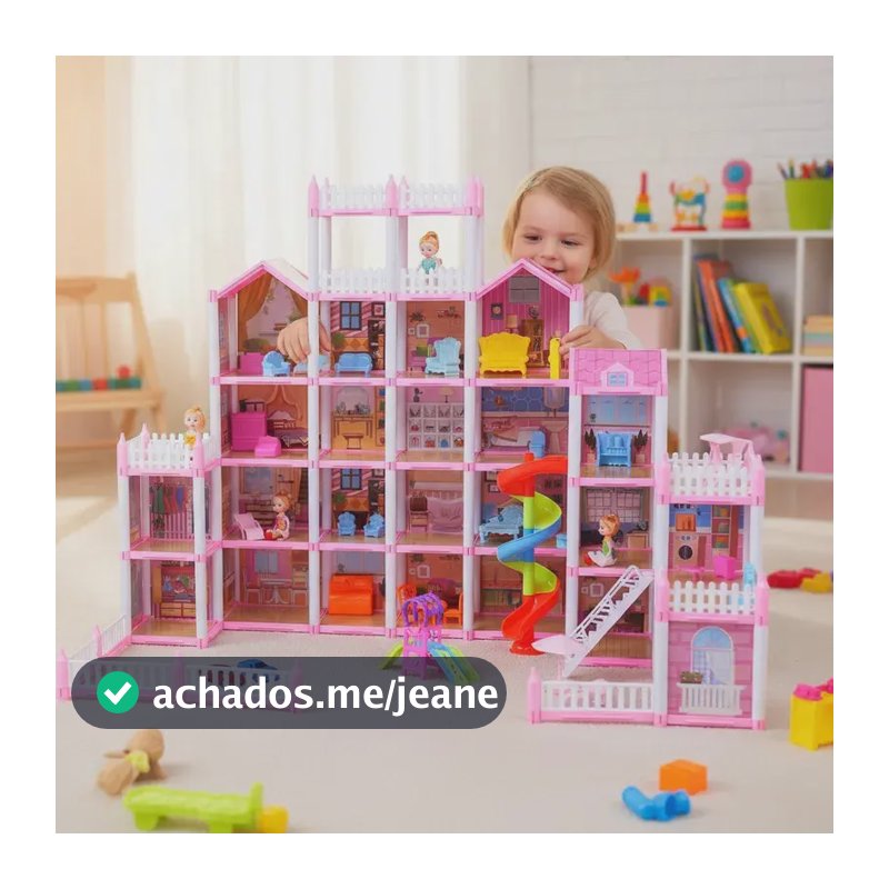 Casa De Boneca Villa Dream 472 Peças 4 Andares Escorregador Rosa