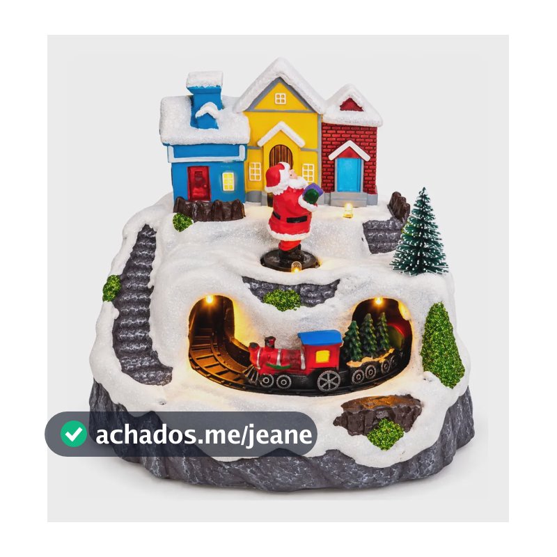 Vila Natalina Enfeite Natal Luz Trem Movimento Decoração Multicolorido