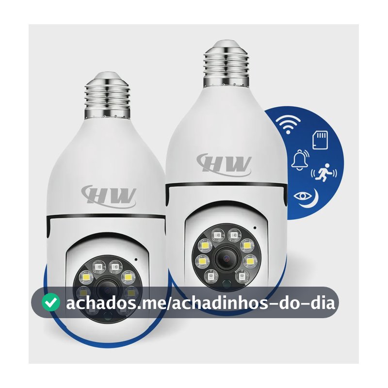 Kit C/ 2 Câmeras Lâmpada Ip Wi-fi 360° | Visão Colorida | Áudio | Sensor De Movimento | E27 App Yoosee- Hw