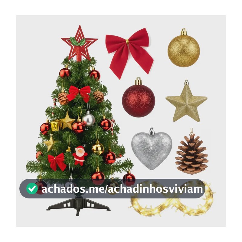 Árvore Natal Decorada 60cm Mesa Pinheiro Pisca Enfeites Luxo Verde