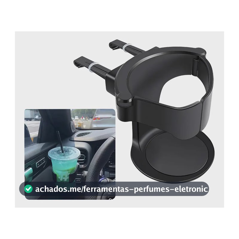 Porta Copo Automotivo Regulável Com Suporte Para Latas E Gar Preto