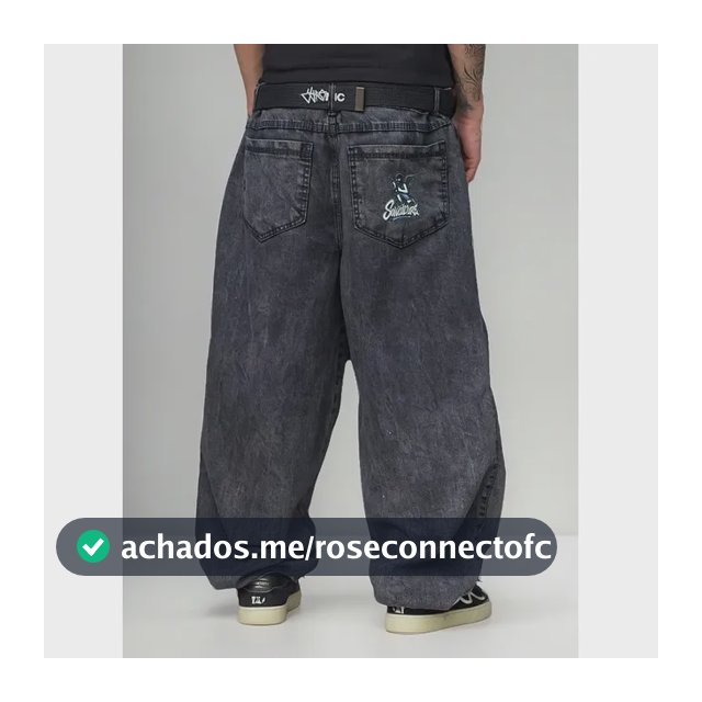 Calça Jeans Marmorizado Cinza Baggy Larga Hip Hop Estonada Cinza-escuro Anjo 48